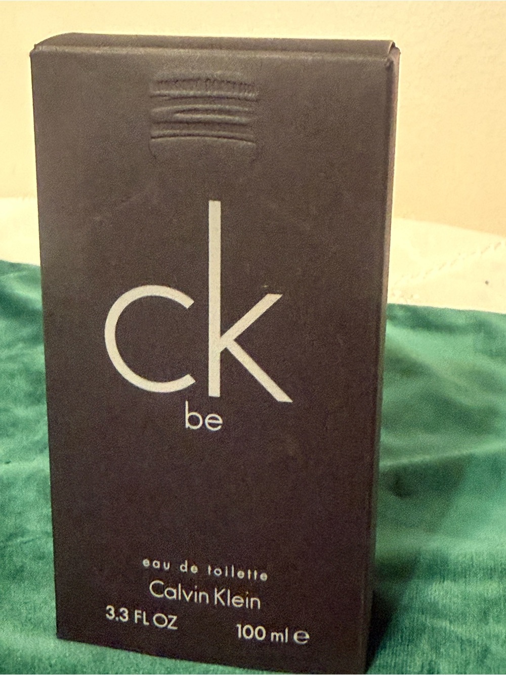 Calvin Klein Black Fragrance Box with Green Cloth Accent